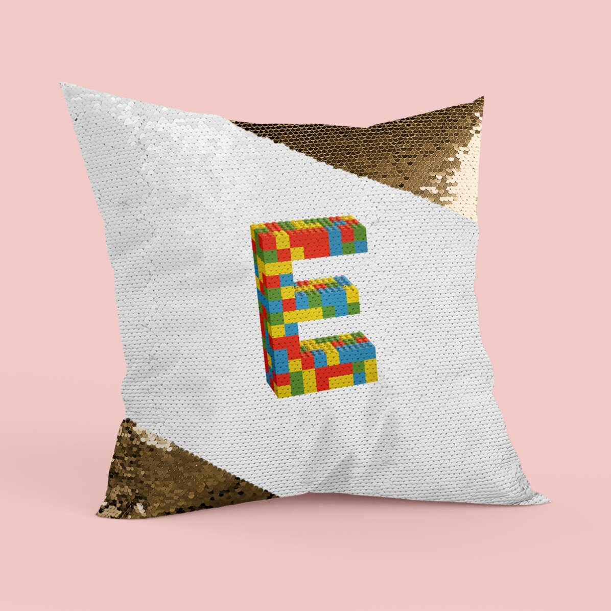 Pernă personalizată cu inițială sau nume - Lego Paiete aurii