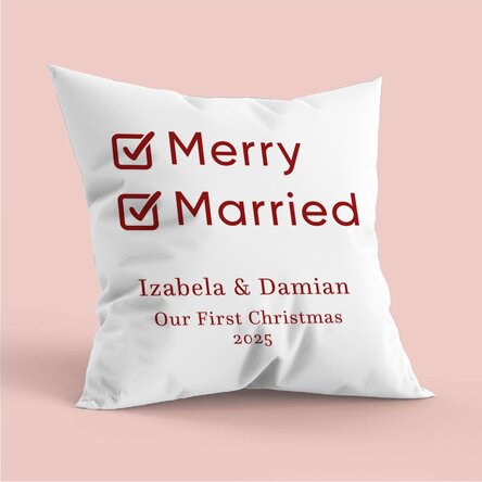 Pernă personalizată cu mesaj - Our First Christmas