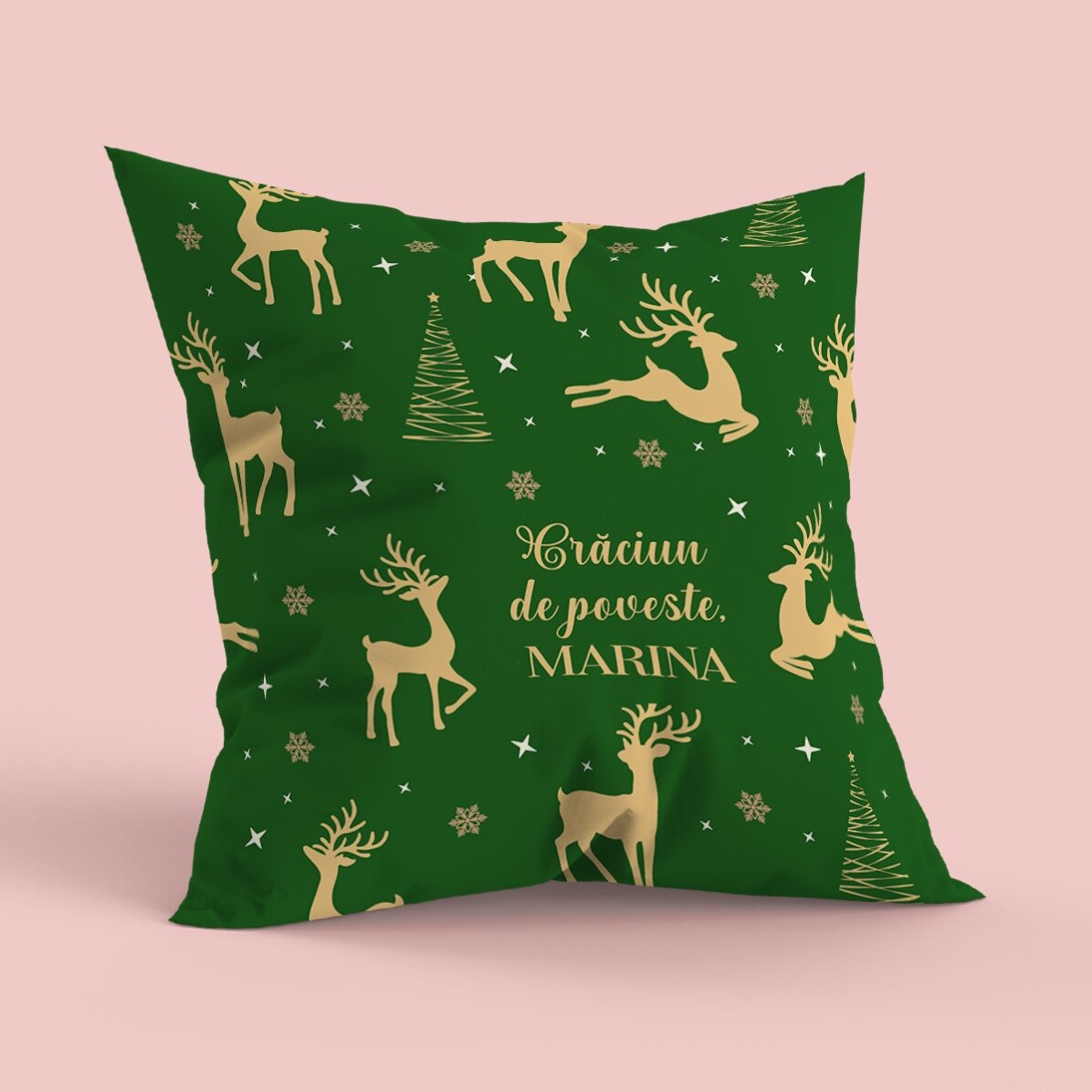 Pernă personalizată cu mesaj - Reni