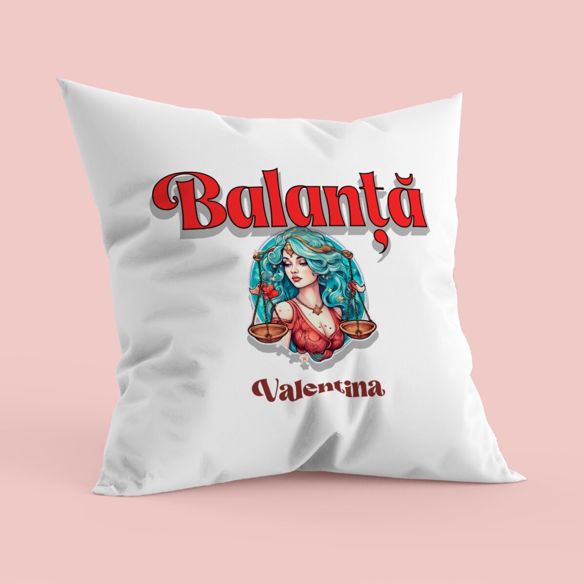 Personalised cushion with name and zodiac sign - Libra