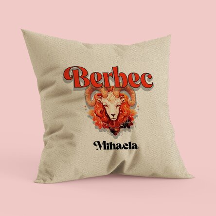 Pernă personalizată cu nume și zodie - Berbec in