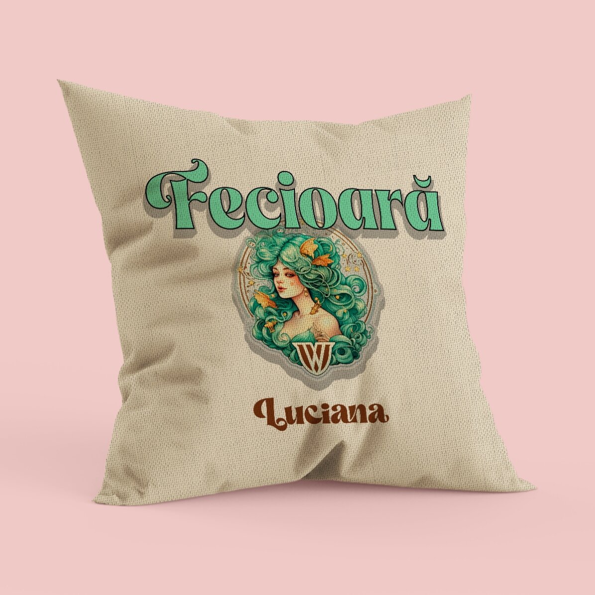 Pernă personalizată cu nume și zodie - Fecioară in