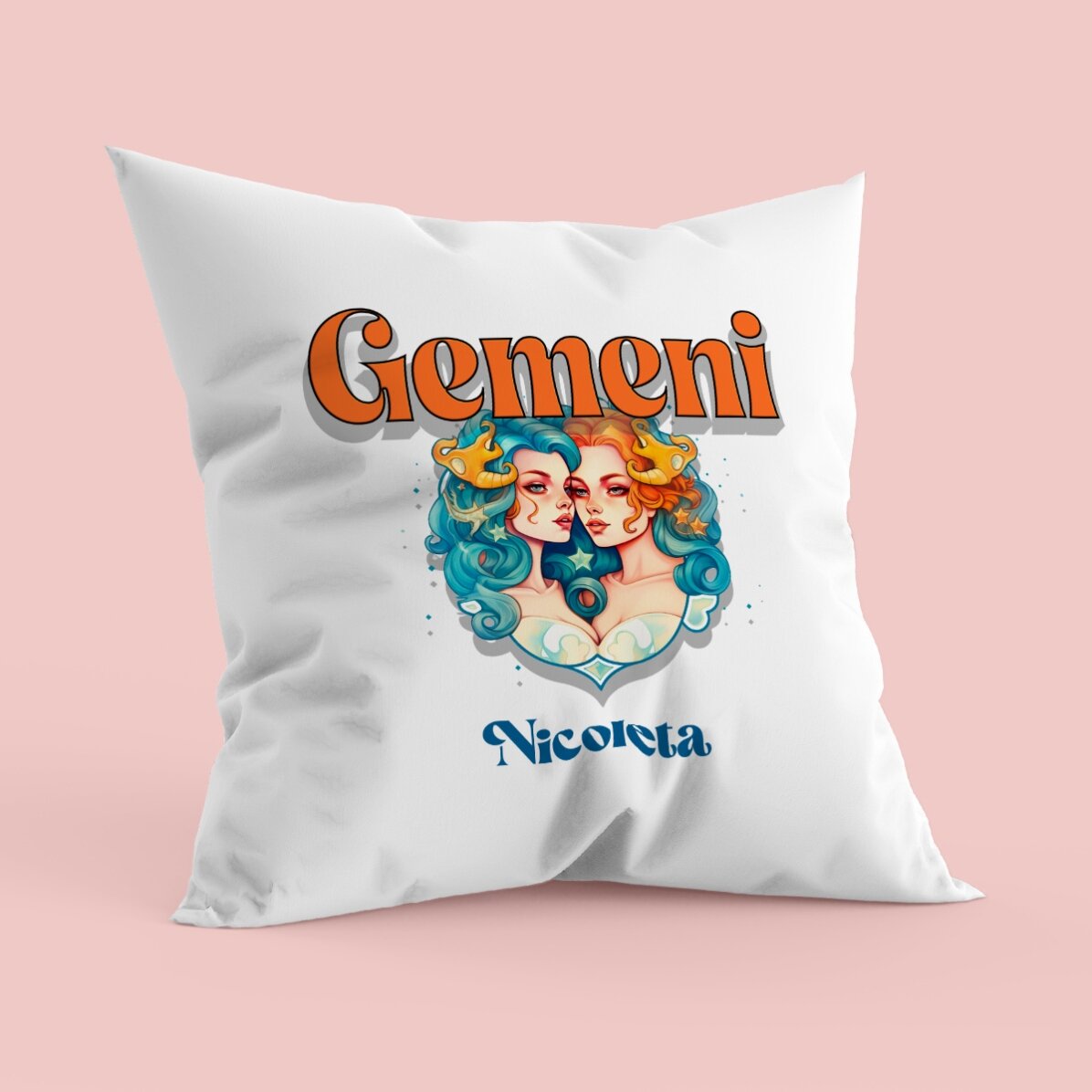 Pernă personalizată cu nume și zodie - Gemeni
