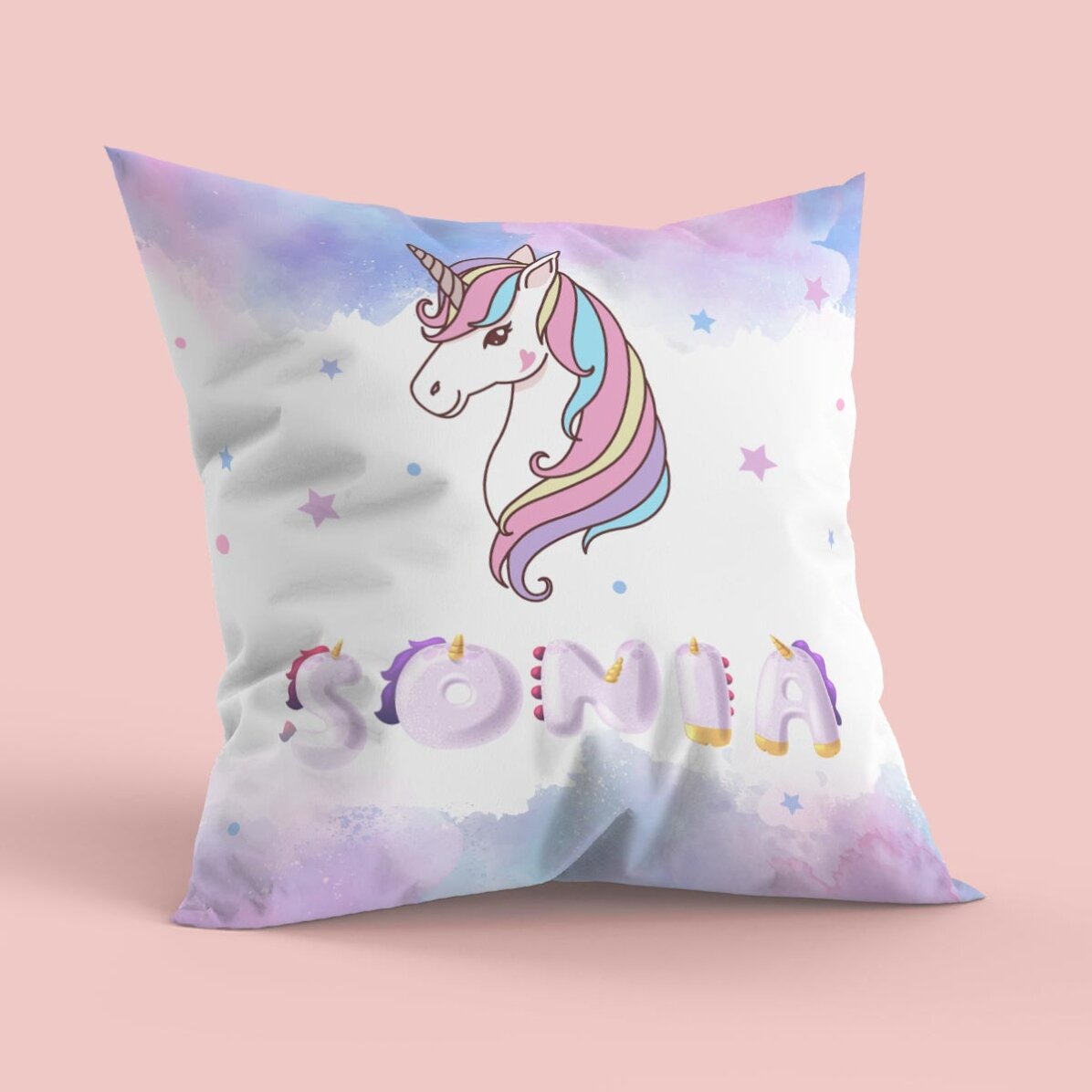 Personalised cushion with name - Unicorn