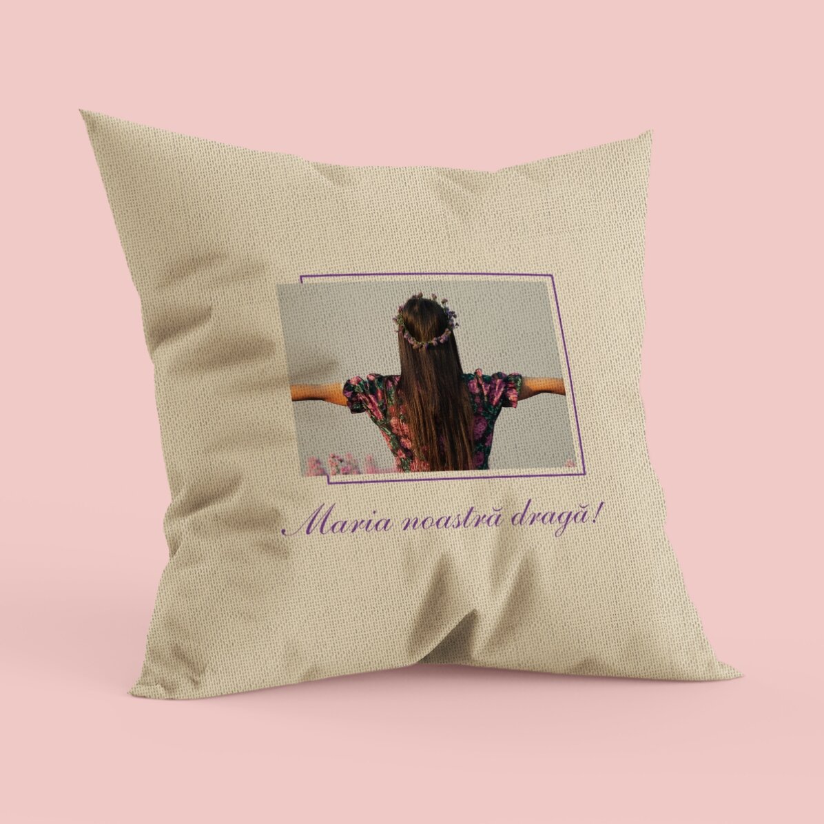 Pernă personalizată cu o poză și mesaj - In