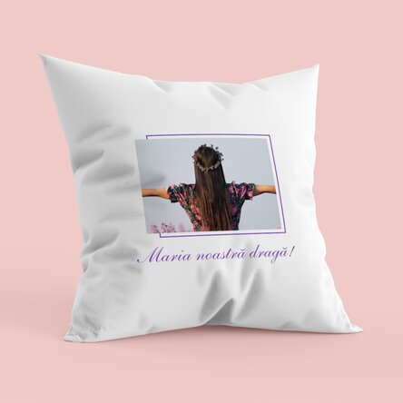 Pernă personalizată cu o poză și mesaj