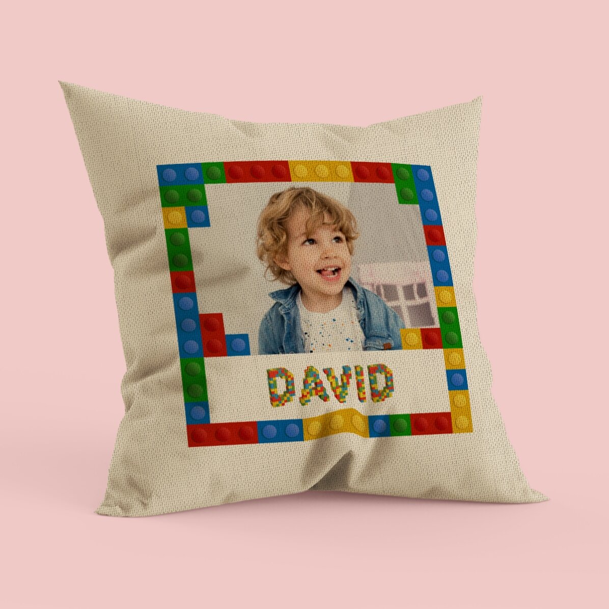 Pernă personalizată cu o poză și nume - Lego In