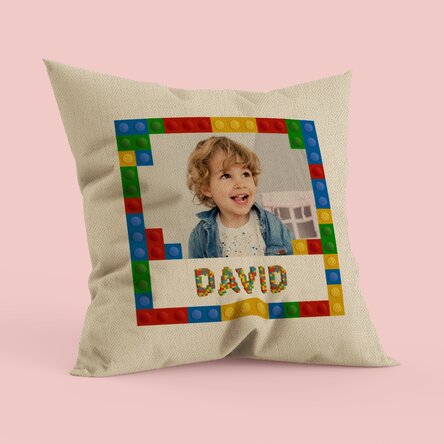 Pernă personalizată cu o poză și nume - Lego In