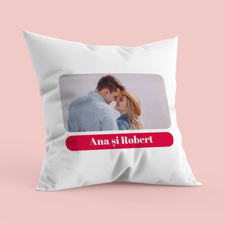 Pernă personalizată cu o poză și text