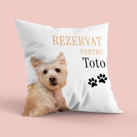 Pernă personalizată cu poza și numele animăluțului preferat