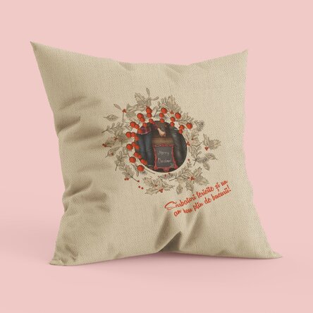 Pernă personalizată cu poză și text - model de Crăciun - In