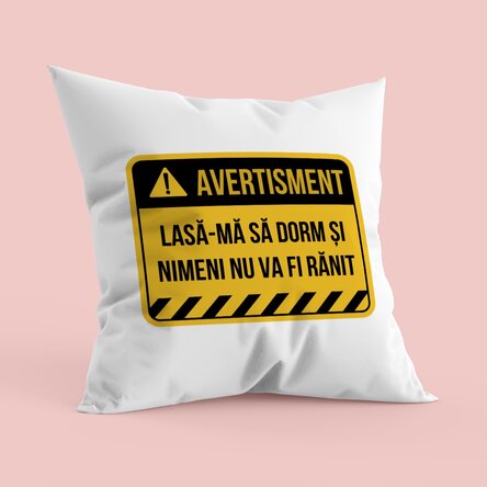 Pernă personalizată cu text - Avertisment