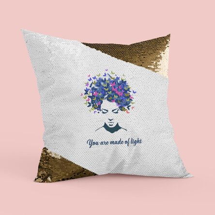 Pernă personalizată cu text - Butterfly effect - Paiete aurii