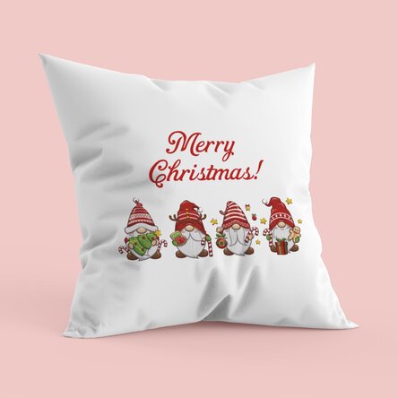 Pernă personalizată cu text - Gnomi de Crăciun