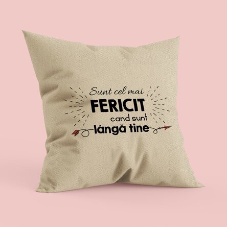 Pernă personalizată cu text - Happiest next to you In