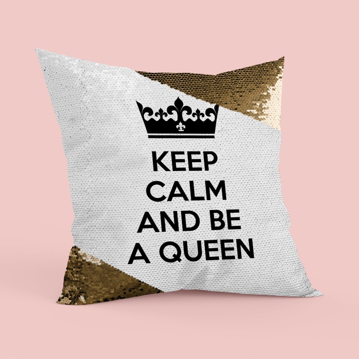 Pernă personalizată cu text - Keep Calm - Paiete aurii