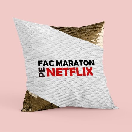 Pernă personalizată cu text - Maraton - Paiete aurii