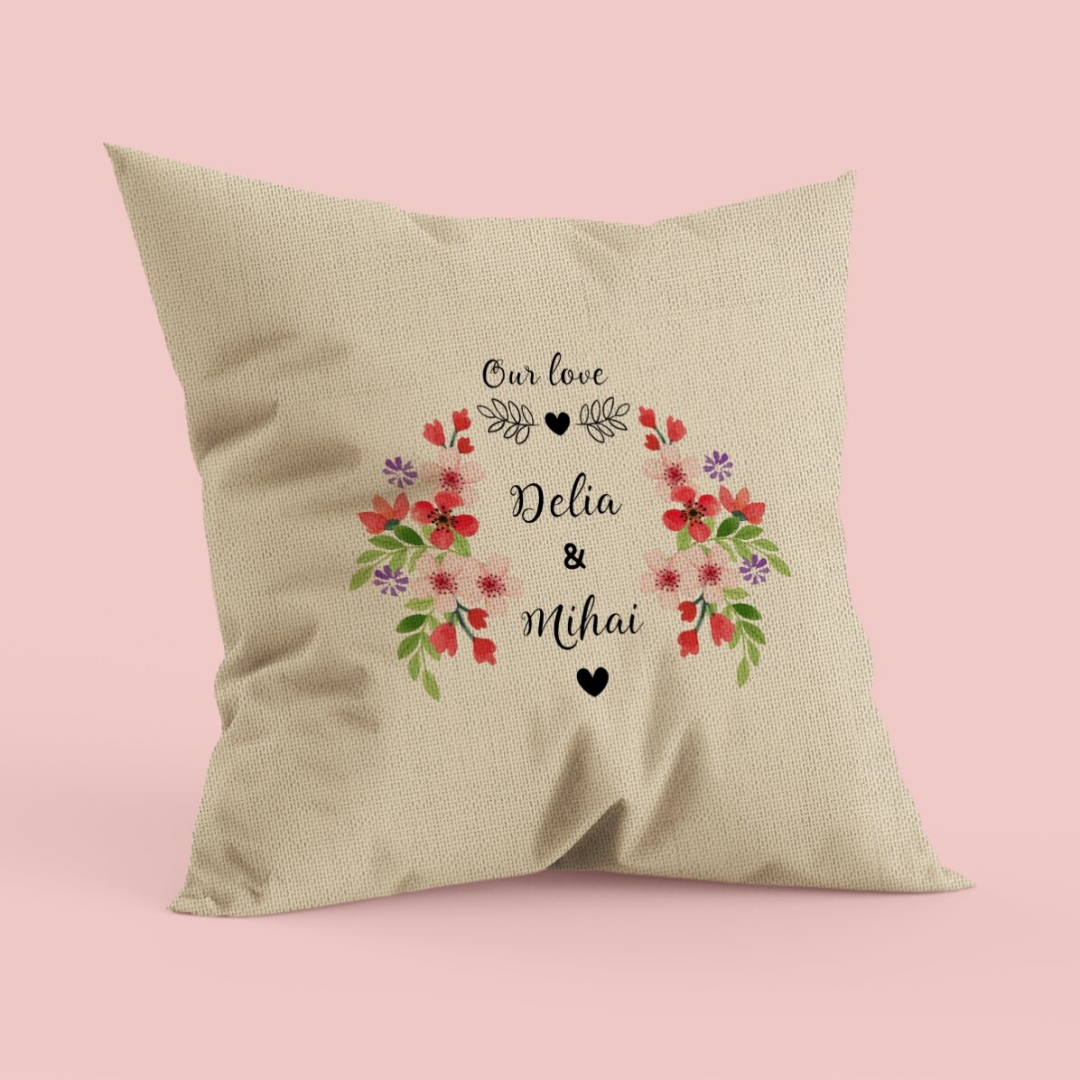Pernă personalizată cu text - Our love - In