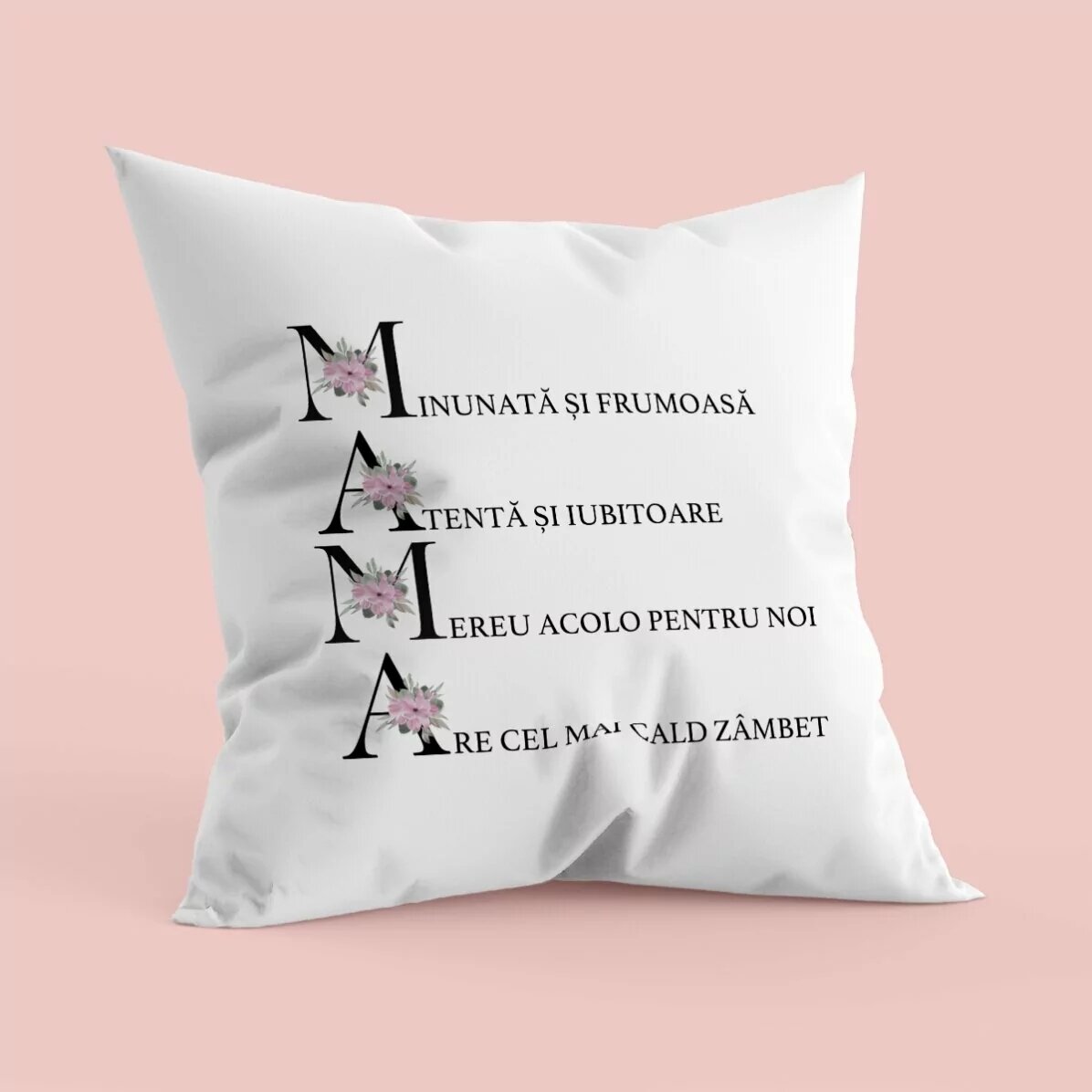 Pernă personalizată cu text pentru mama