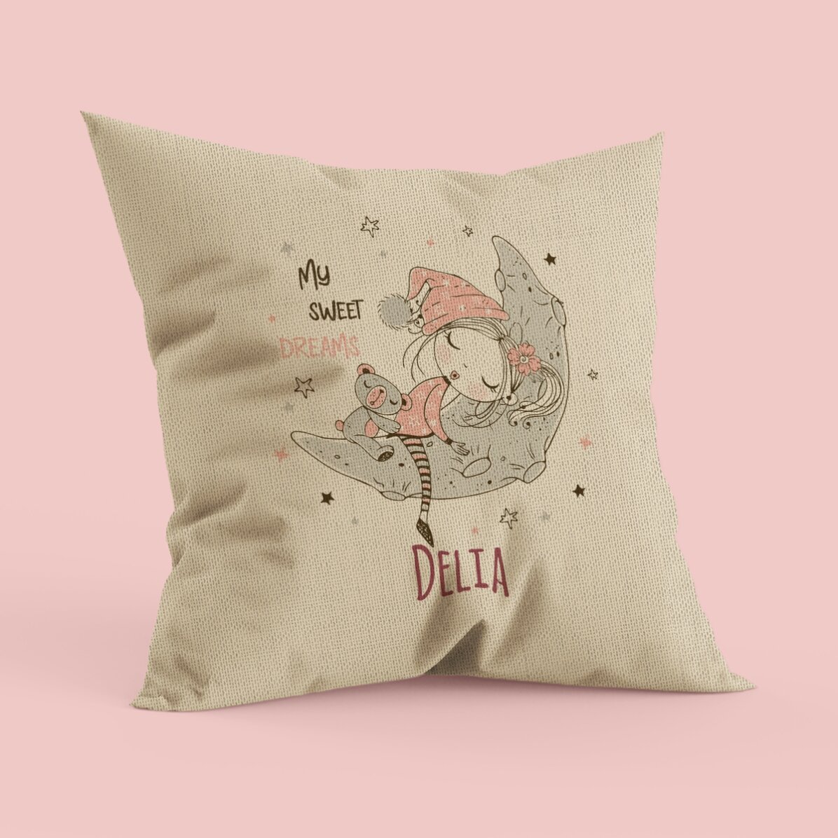 Pernă personalizată cu text - Vise frumoase - In