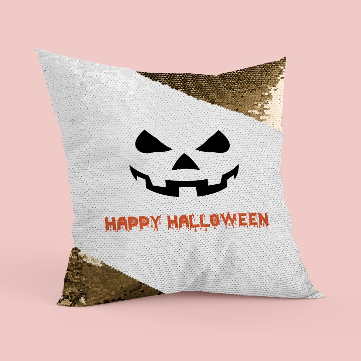 Pernă personalizată - Happy Halloween - Paiete aurii