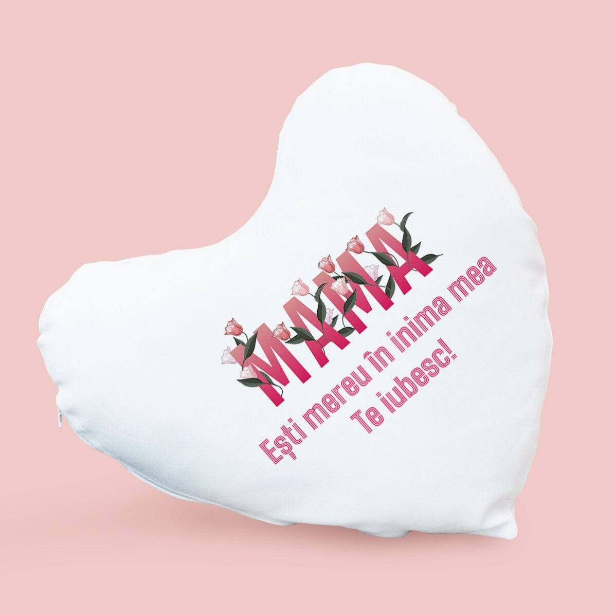 Pernă personalizată în formă de inimă - Mamă dragă