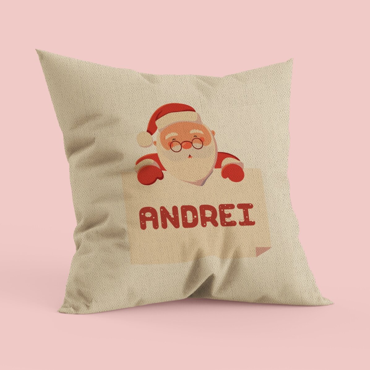Pernă personalizată - Nume pentru Moș Crăciun - In