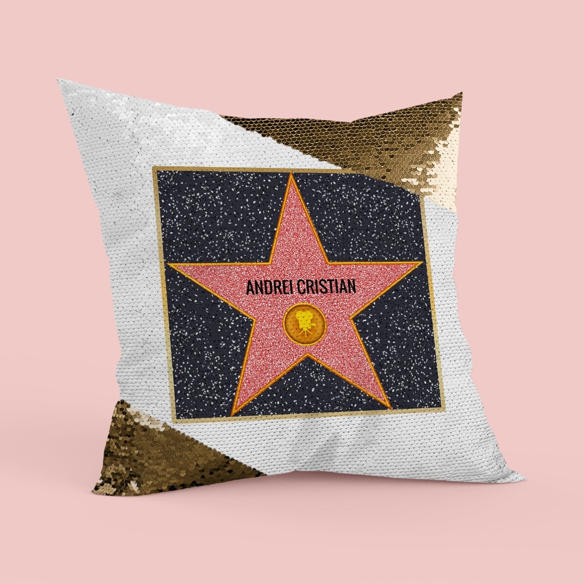 Pernă personalizată - Steaua Recunoștinței - Paiete aurii