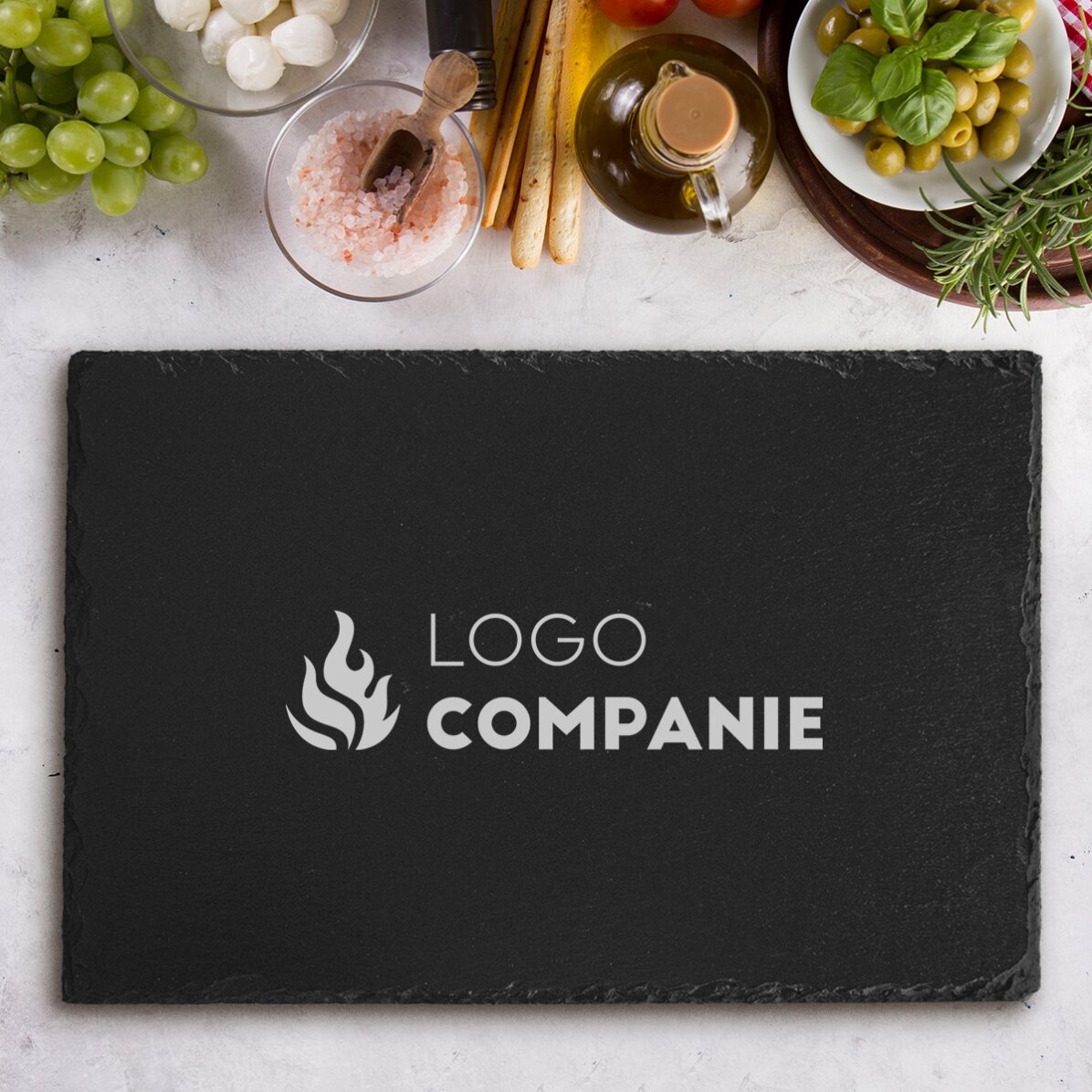 Engraved slate plaque – Personalised with a logo in the centre