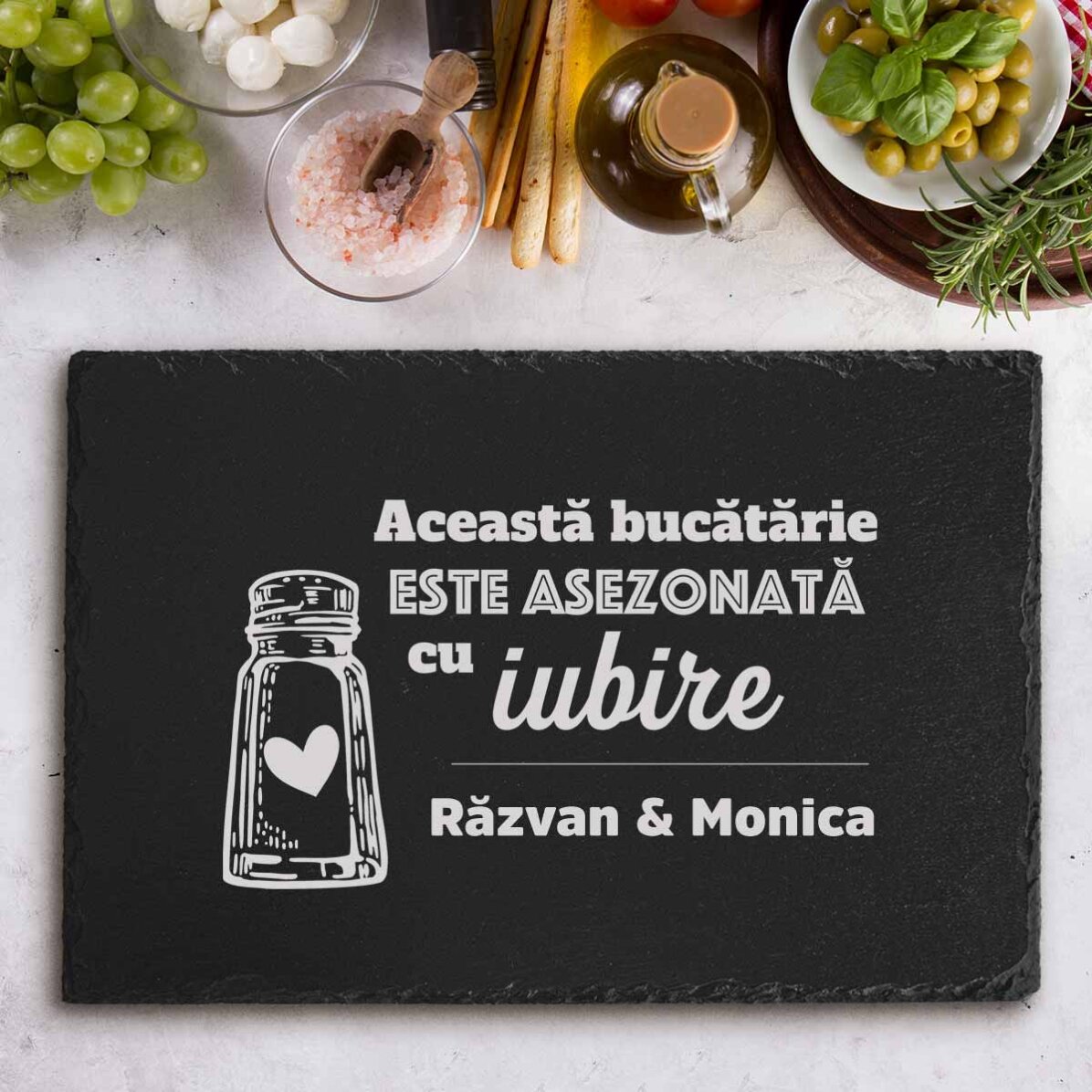 Personalised engraved slate plaque with text - Seasoned with love