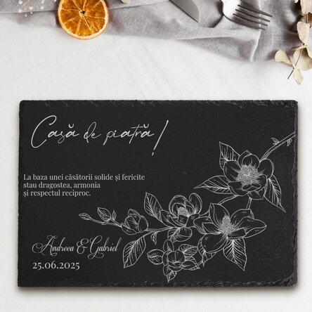 Placă de ardezie gravată personalizată cu text - Casă de piatră