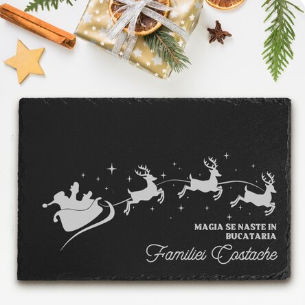 Placă de ardezie gravată personalizată cu text - Magia Crăciunului