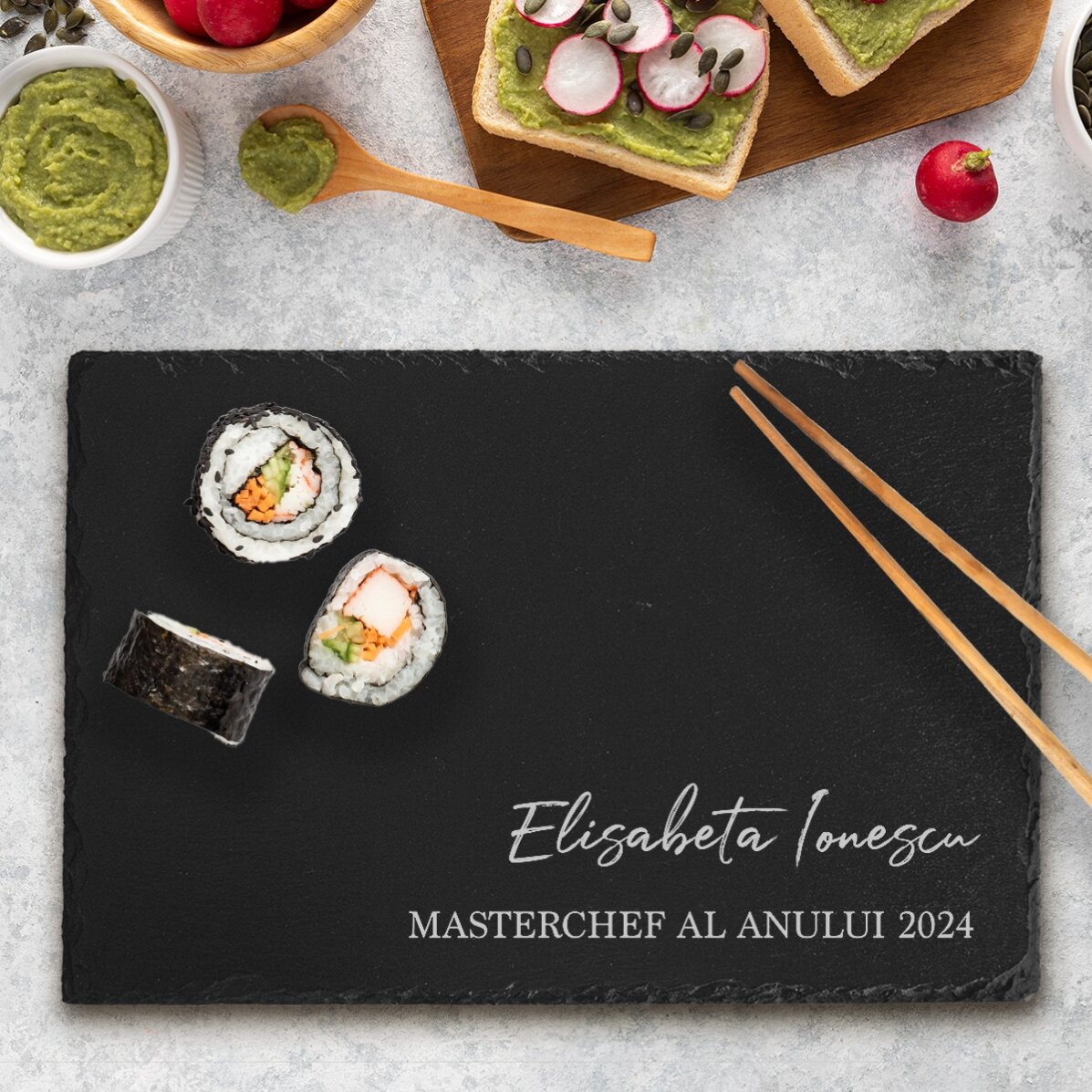 Placă de ardezie gravată personalizată cu text - Masterchef