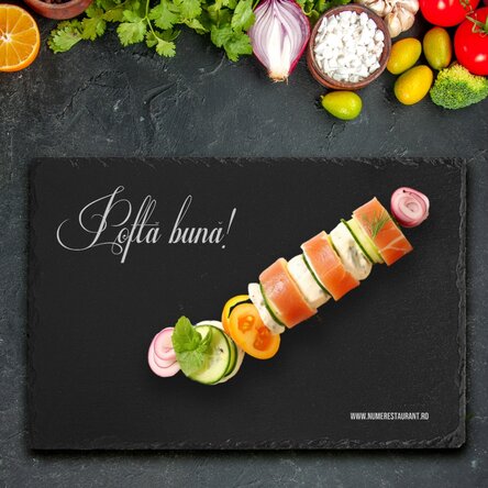 Placă de ardezie gravată personalizată cu text - Poftă bună - Restaurant