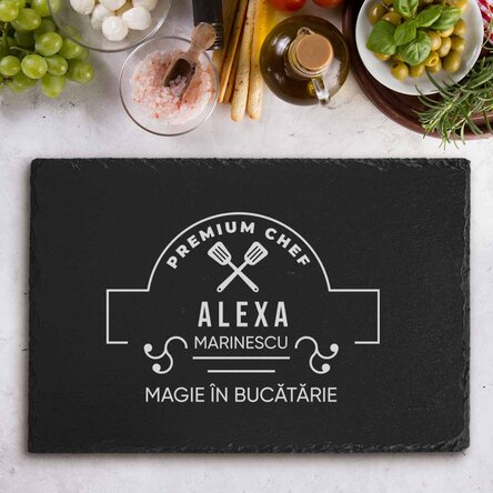 Placă de ardezie gravată personalizată cu text - Premium Chef