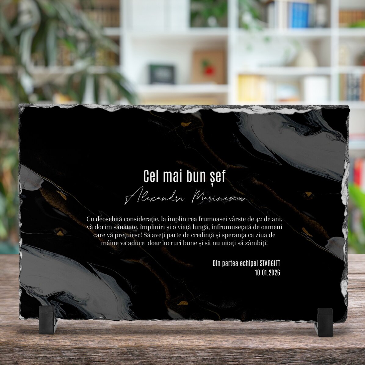 Personalised slate plaque with message for the boss - Happy Birthday!