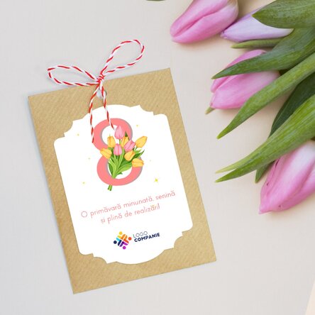 Pliculeț cu semințe de flori personalizat cu logo și mesaj - 8 martie