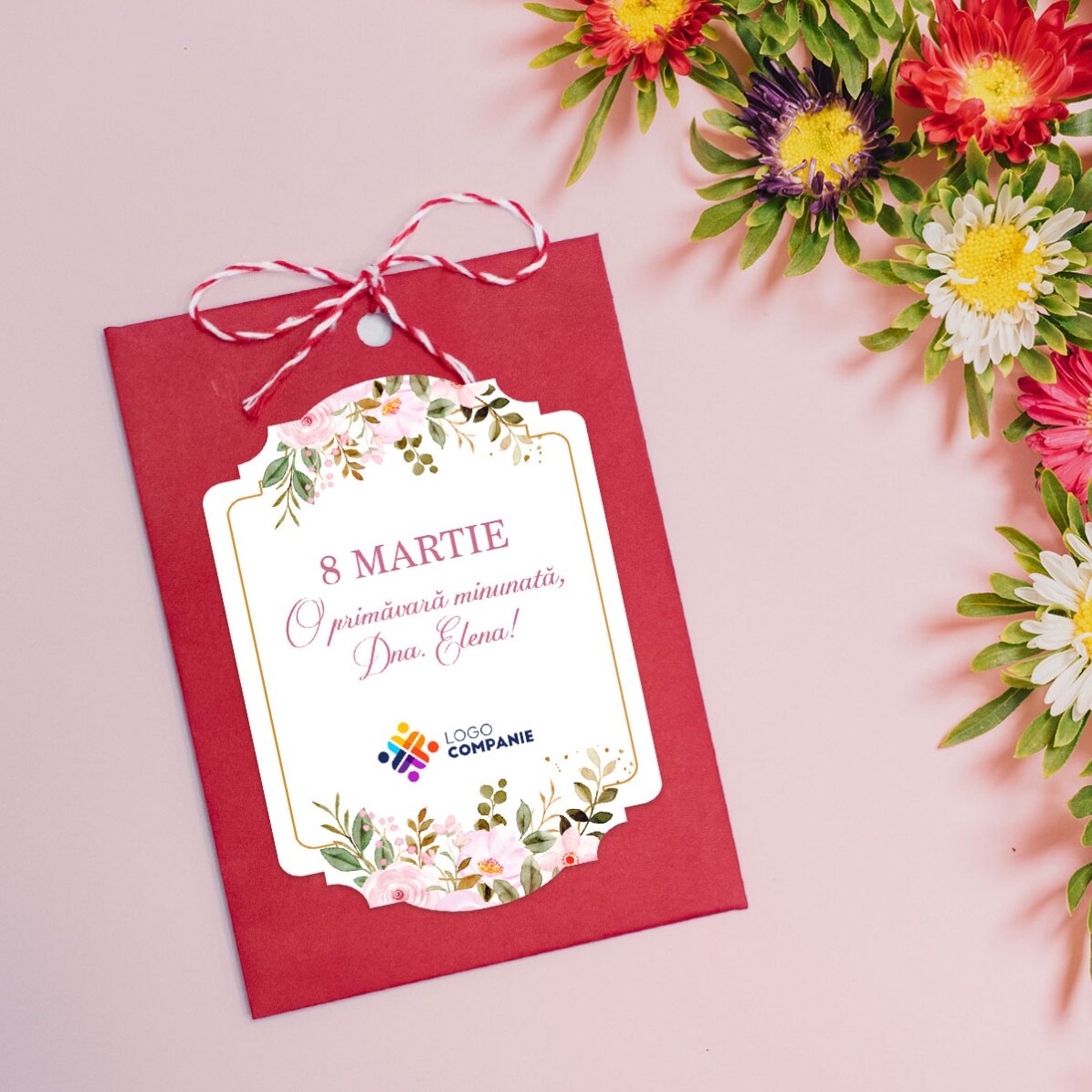 Pliculeț cu semințe de flori personalizat cu logo și mesaj - O primăvara minunată