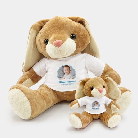 Pluș iepure personalizat cu o poză și text - Baby boy