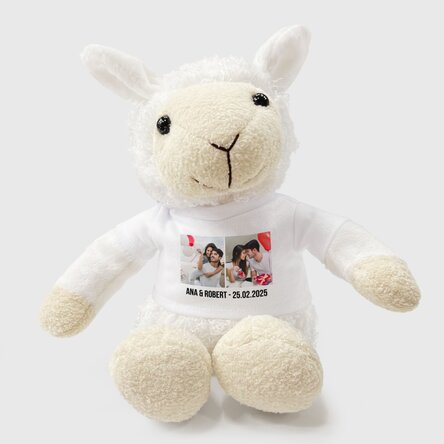 Pluș oaie personalizat cu 2 poze și text 