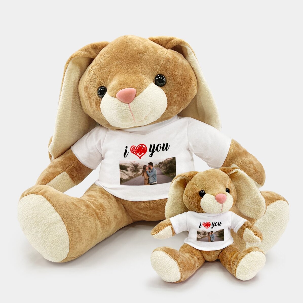 Pluș iepure personalizat cu o poză - I love you