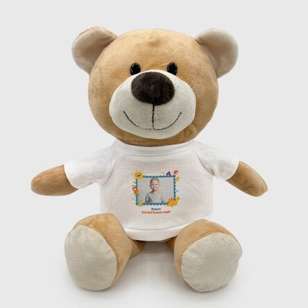 Pluș ursuleț personalizat cu poză și mesaj - Ziua copilului