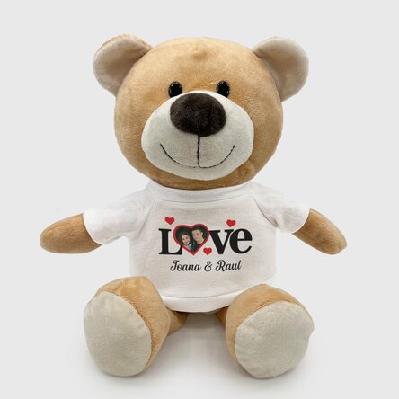 Pluș ursuleț personalizat cu poză și text - Love