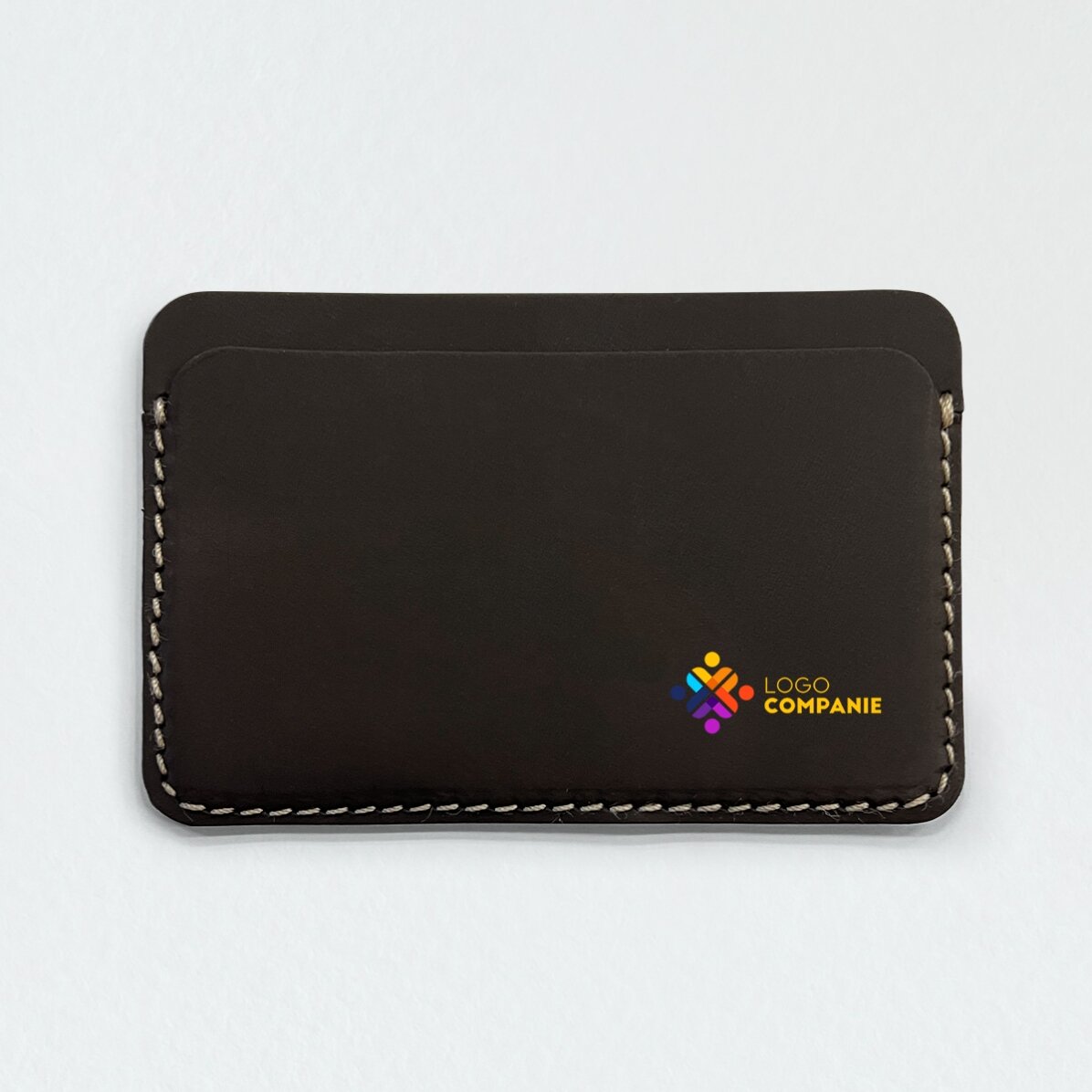 Portofel din piele personalizat color cu logo în partea dreaptă