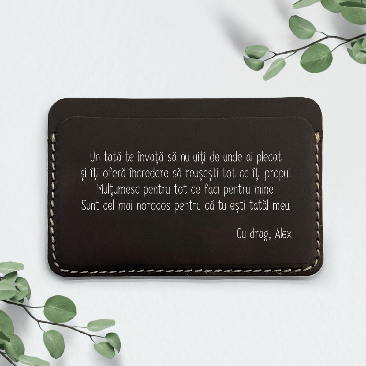 Portofel din piele personalizat color cu mesaj