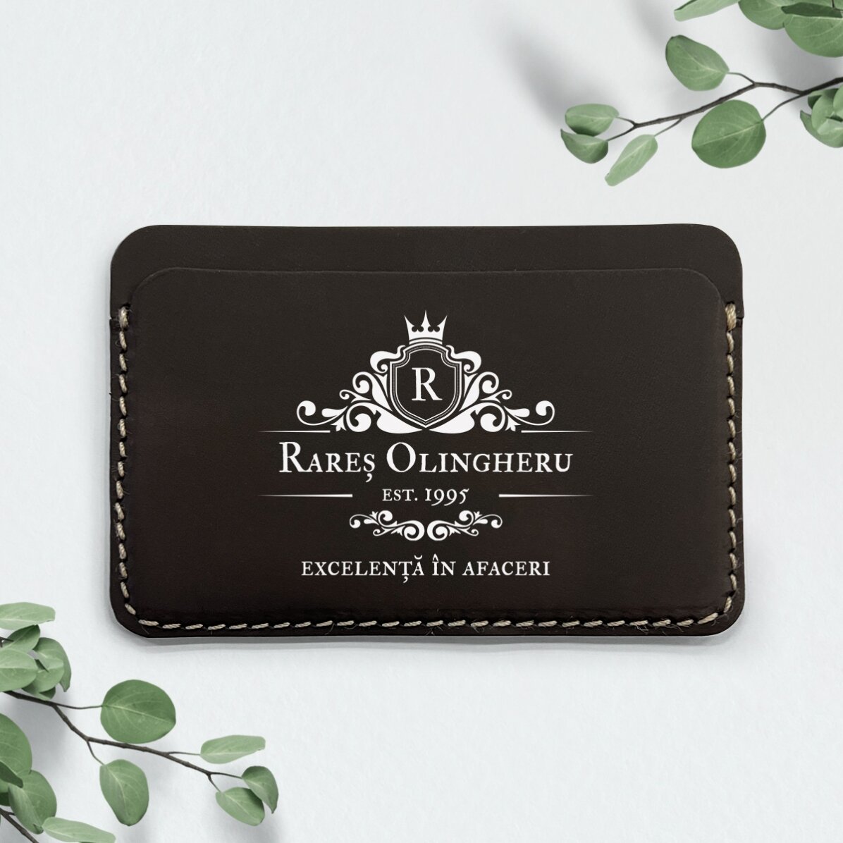 Portofel din piele personalizat color cu text - Excellence