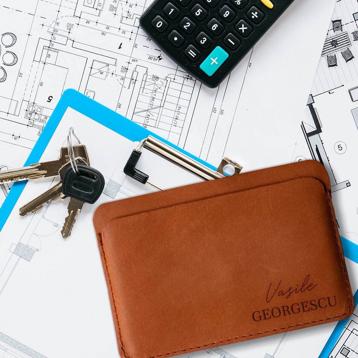 Portofel din piele personalizat cu 2 nume 