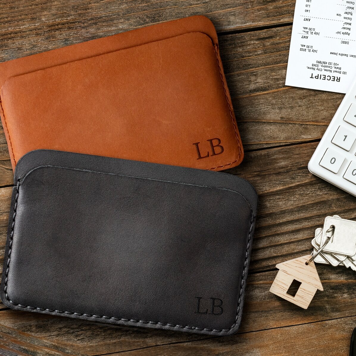 Personalised leather wallet with initials
