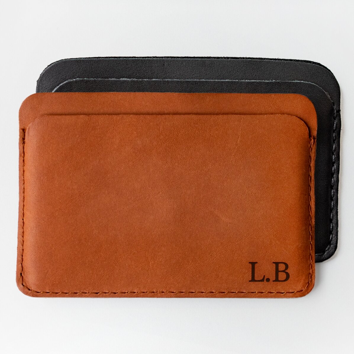 Personalised leather wallet with initials