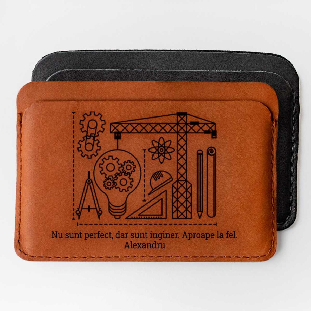 Portofel din piele personalizat cu mesaj - Inginer 